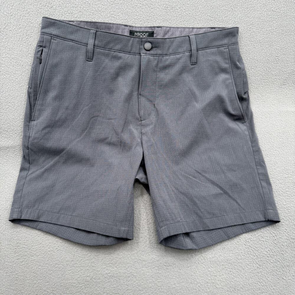 Proof Shorts Mens 33 Gray Performance Chino Stretch 7 Inseam Casual‎ Travel